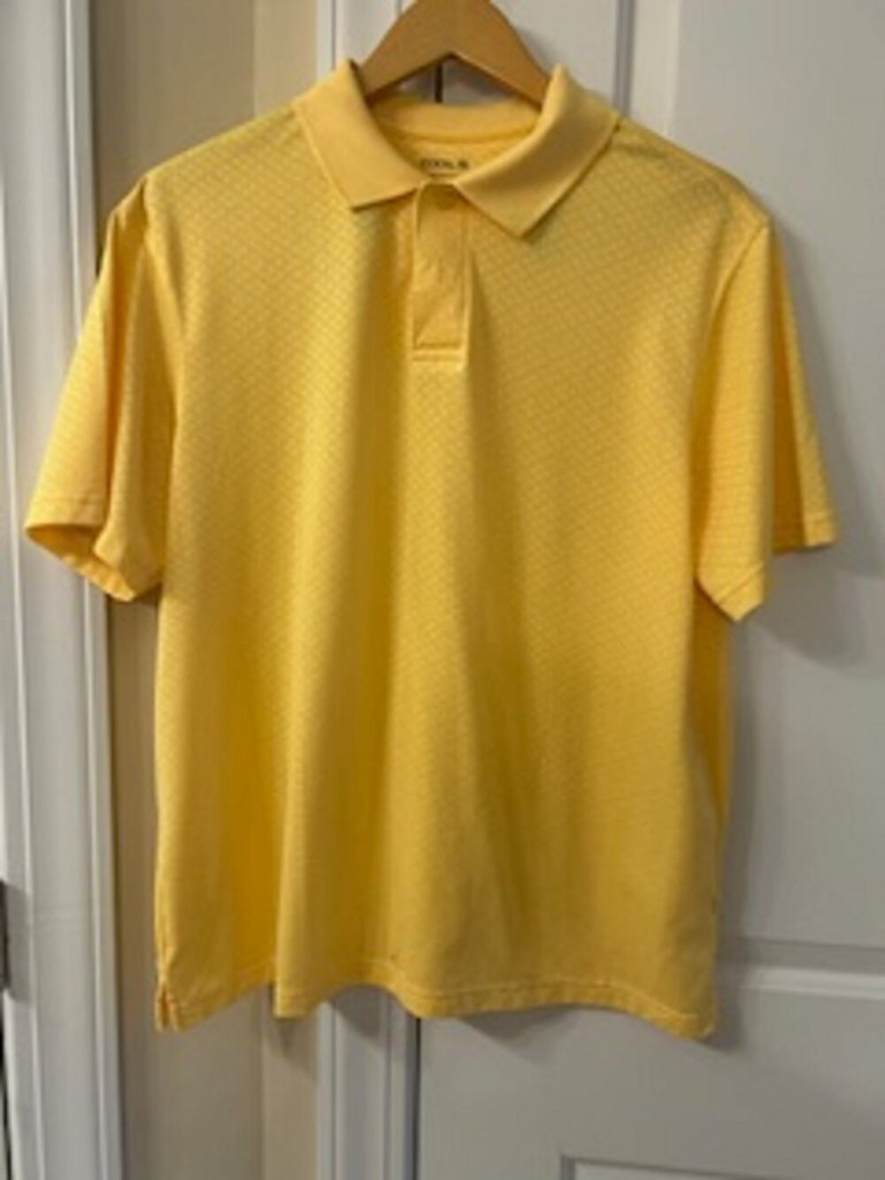 Men's Short Sleeve Shirt Haggar Size L Yellow 100% Polyester